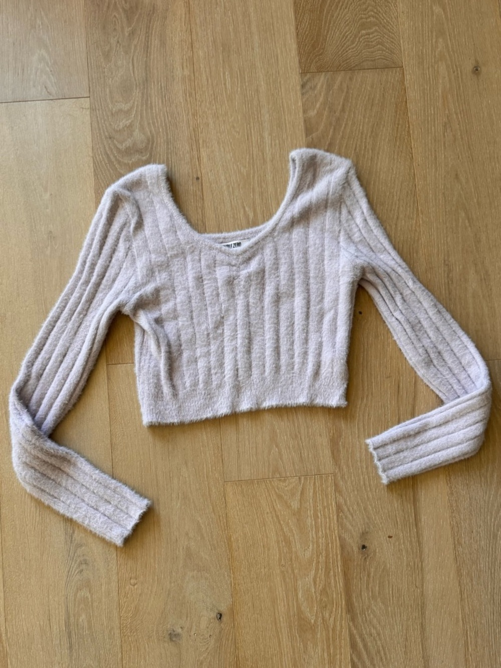 Fuzzy Ribbed Cropped Sweater